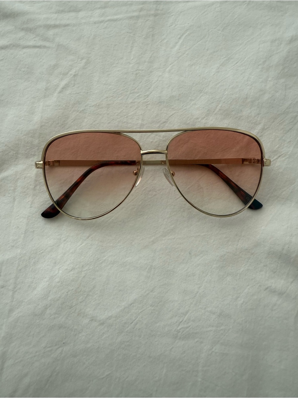 Gold Frame Pink Gradient Aviator Sunglasses - Women Accessories